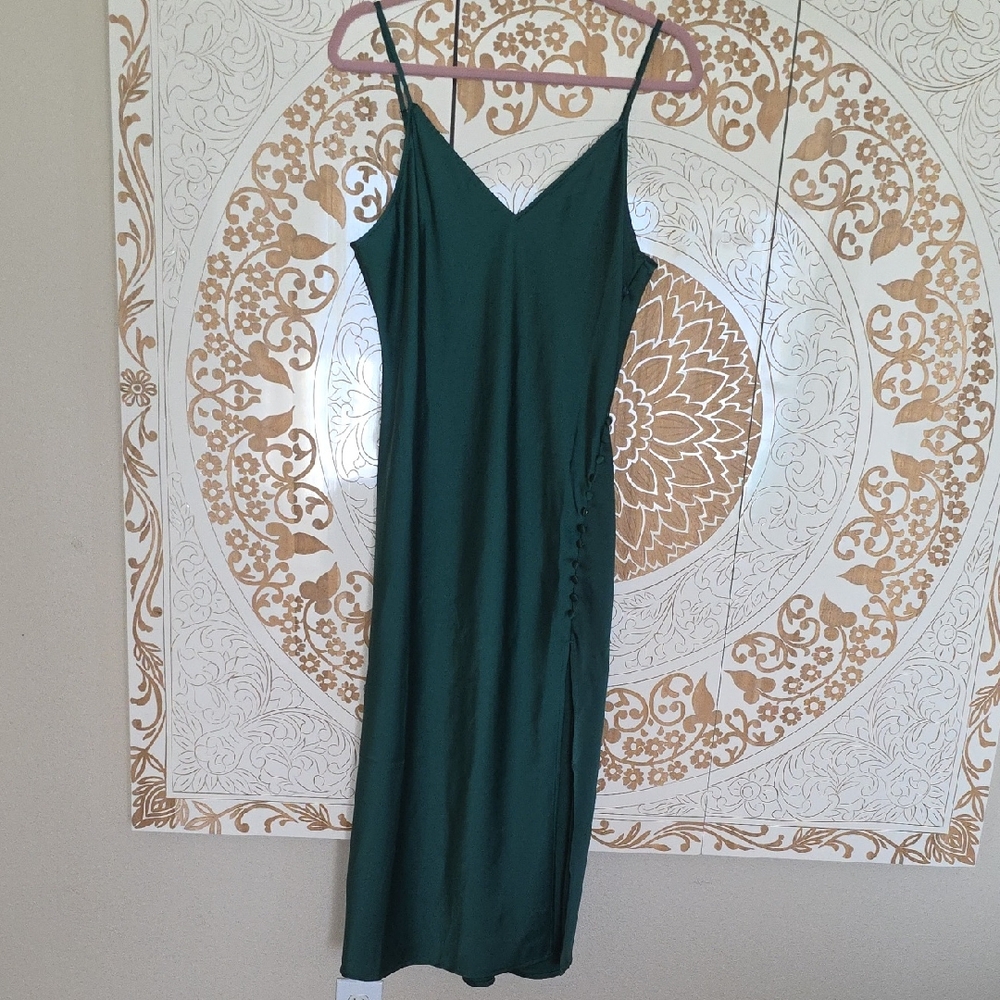 Banana Republic Green Spaghetti Strap Slip Dress